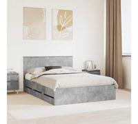 Sommier à lattes moderne 140x200 avec compartiment de rangement, cadre gris avec tiroirs en bois d'ingénierie, fournit une base de lattes stable et un rangement caché, facile à entretenir.