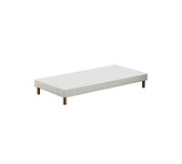 Sommier bois massif, lattes passives, tissu blanc Dimensions - 90 x 190 cm