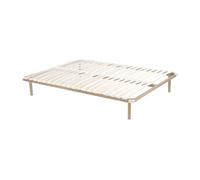 Vente-unique Sommier Cadre à Lattes à Monter 140 x 190 cm - 2x19 Lattes avec Pied - Beige - DREAMEA