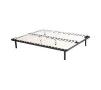 Vente-unique-Sommier Cadre à Lattes 140 x 190 cm - 2x19 Lattes - avec Pieds - Noir - Kalista de YSMÉE