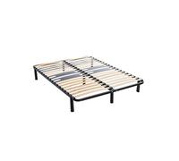 Sommier cadre à lattes métal en kit 5 zones morphologiques pieds inclus - SOMEO 160x200 - Noir - Fabriqué en France - Someo