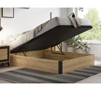 Vente-unique - Sommier Coffre 140 x 190 cm - Naturel Clair et Noir - NAMOSI de YSMÉE