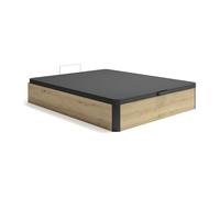 Vente-unique - Sommier Coffre 140 x 190 cm - Naturel Clair et Noir - NAMOSI de YSMÉE