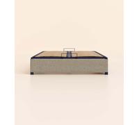 Sommier coffre 160x200 cm - Gris - Acier recy t lattes en bois - Grand volume de rangement - Ouverture facile - Fait en France - Tediber