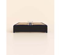 Sommier coffre 160x200 cm - Noir - Acier recy t lattes en bois - Grand volume de rangement - Ouverture facile - Fait en France - Tediber