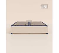 Sommier coffre 160x200 cm Plus - Beige - Acier recy t lattes en bois - Grand volume de rangement - Ouverture facile - Fait en France - Tediber