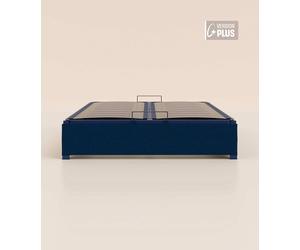 Sommier coffre 180x200 cm Plus - Bleu - Acier recy t lattes en bois - Grand volume de rangement - Ouverture facile - Fait en France - Tediber