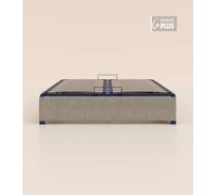 Sommier coffre 180x200 cm Plus - Gris - Acier recy t lattes en bois - Grand volume de rangement - Ouverture facile - Fait en France - Tediber