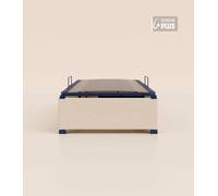 Sommier coffre 90x190 cm Plus - Beige - Acier recy t lattes en bois - Grand volume de rangement - Ouverture facile - Fait en France - Tediber