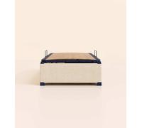 Sommier coffre 90x200 cm - Beige - Acier recy t lattes en bois - Grand volume de rangement - Ouverture facile - Fait en France - Tediber