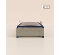 Sommier coffre 90x200 cm Plus - Gris - Acier recy t lattes en bois - Grand volume de rangement - Ouverture facile - Fait en France - Tediber