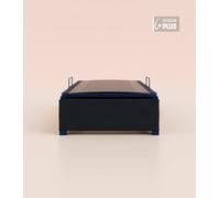 Sommier coffre 90x200 cm Plus - Noir Anthracite - Acier recy t lattes en bois - Grand volume de rangement - Ouverture facile - Fait en France - Tediber