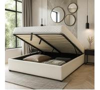 Sommier coffre - SAMPUR - Vegas - 180x200 cm - Simili cuir blanc - Coffre 900 L