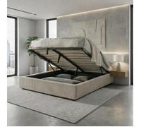 Sommier coffre - SAMPUR - Vegas - 90x190 cm - Velours côtelé gris - Coffre 900 L