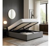 Sommier Coffre Vegas - 140x190 cm - Tissu Gris clair - Grand espace de stockage