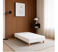 Sommier Confort 180x200 by Sampur | Résistant et Confortable - Cadre et Lattes Larges Bois - Pieds Inclus - Indépendance de Couchage