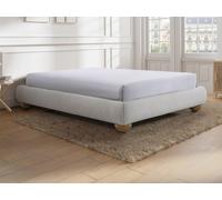 Sommier déco tapissier 140 x 190 cm tissu bouclette - Blanc - ELENAE de YSMÉE