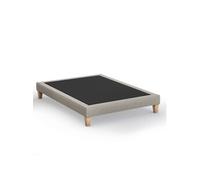 Sommier déco tapissier beige lin - 130x190