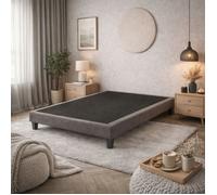 Sommier déco tapissier en tissu bouclette Nuage 160x200 Gris Granit - Gris foncé - Garantie 5 ans - Someo