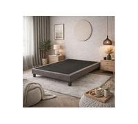 Sommier déco tapissier en tissu bouclette Nuage 80x190 Gris Granit