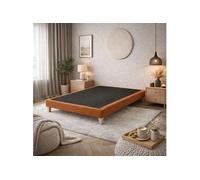 Sommier déco tapissier en tissu bouclette Nuage 90x200 Terre de Sienne