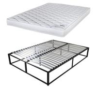 Sommier démontable surélevé KIT27 + Matelas Marly - 40 lattes bois - Gain de place