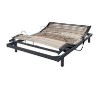 EBAC Literie Sommier électrique S50 Mono-Lattes Bois-Réglage fermeté Zone lombaires-140x190-Gris
