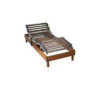 Sommier électrique de relaxation à lattes en bois mérisier 90x200 - Bois foncé - Garantie 5 ans - Someo