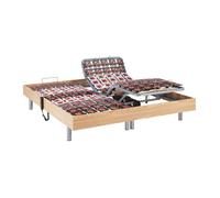 Sommier électrique de relaxation déco 2x48 plots - 2 x 70 x 190 cm - Chêne naturel - NAFURI de YSMEE