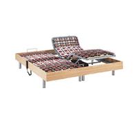 Sommier électrique de relaxation déco 2x78 plots - 2 x 90 x 200 cm - Chêne naturel - NAFURI de YSMÉE