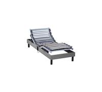 Sommier électrique de relaxation tout lattes tissu gris clair 80x200