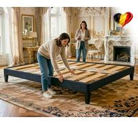 Sommier Élu 180x200 Noir Anthracite, Hauteur 30 cm, à Lattes Actives en Bois, Cadre Tapissé, Structure Solide en Bois Massifs avec Pieds inclus, Stable, Silencieux, Lit 2 Personnes pour Chambre Adulte