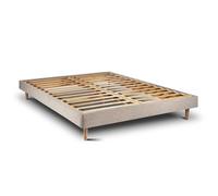 Sommier Kit Tissu Beige brun 160x200 H29cm Sommeil de plomb - Sommier en bois massif avec Pieds bois cones 15 cm
