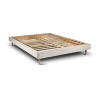 Sommier Kit Tissu Beige clair 160x200 H29cm Sommeil de plomb - Sommier en bois massif avec Pieds bois cones 15 cm