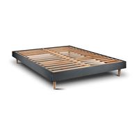 Sommier Kit Velours Gris anthracite 150x200 H29cm Sommeil de plomb - Sommier en bois massif avec Pieds bois cones 15 cm