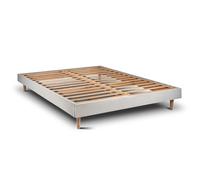 Sommier Kit Velours Gris clair 140x200 H29cm Sommeil de plomb - Sommier en bois massif avec Pieds bois cones 15 cm