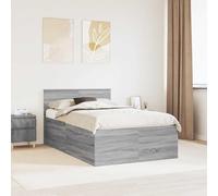 Sommier moderne en bois de couleur gris sonoma 120x200 cm, équipé d'une tête de lit et de lattes rigides pour un maintien stable du matelas.