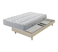 Sommier + Pieds + Matelas Chêne Clair DecoKit 90x190