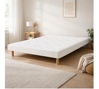 Sommier tapissier 140x190, blanc, Gamme Prestige Hôtel, bois massif + pieds offerts