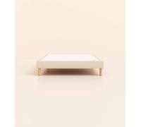 Sommier tapissier 140x190 cm - Monobloc - Beige - Bois responsable - Qualité hôtelière - Fait en France et en Belgique - Tediber