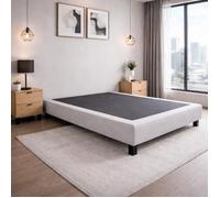 Sommier tapissier 140x190, gris, Gamme Prestige Hôtel, bois massif + pieds offerts