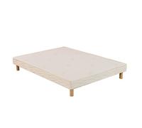 Sommier tapissier 26 lattes 90 x 200 - HEVEA SELECTION - Blanc - écru - Pieds inclus