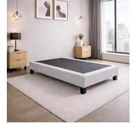 Sommier tapissier 90x190, gris, Gamme Prestige Hôtel, bois massif + pieds offerts