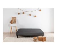 Sommier tapissier à lattes 160 x 200 - Bois massif gris anthracite + pieds - DEKO DREAM Rakenne