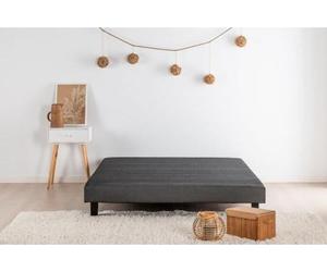 Sommier Tapissier à Lattes DEKO DREAM Rakenne, 160 x 200 cm, Bois Massif Gris Anthracite, 12 Lattes, Hauteur 12 cm