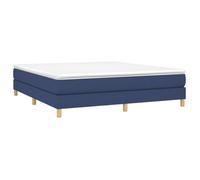 Sommier tapissier - AKOZON - 180x200 cm - Tissu bleu - Lattes de contreplaqué - 2 places