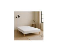 SOMMIER TAPISSIER BLANC 140x190 cm | FABRICATION FRANÇAISE ARTISANALE | PIEDS OFFERTS | HAUTEUR avec PIEDS 27 cm - som140x190