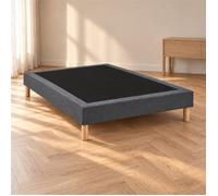 Sommier tapissier déco 140x190 cm Gris - Hauteur 30 cm - Pieds inclus