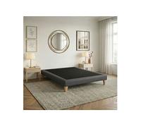 Sommier tapissier déco simili gris foncé Astre 160x190 cm