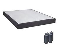Sommier Tapissier Démontable 2x20 Lattes 140x190cm Anthracite + Pieds Anthracites 15cm - TAPIKIT - ALTOBUY Gris G